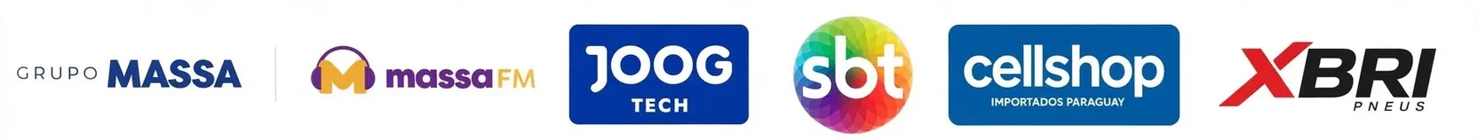 Marcas parceiras: Grupo Massa, Massa FM, Joog Tech, SBT, Cellshop Importados Paraguay e XBRI Pneus